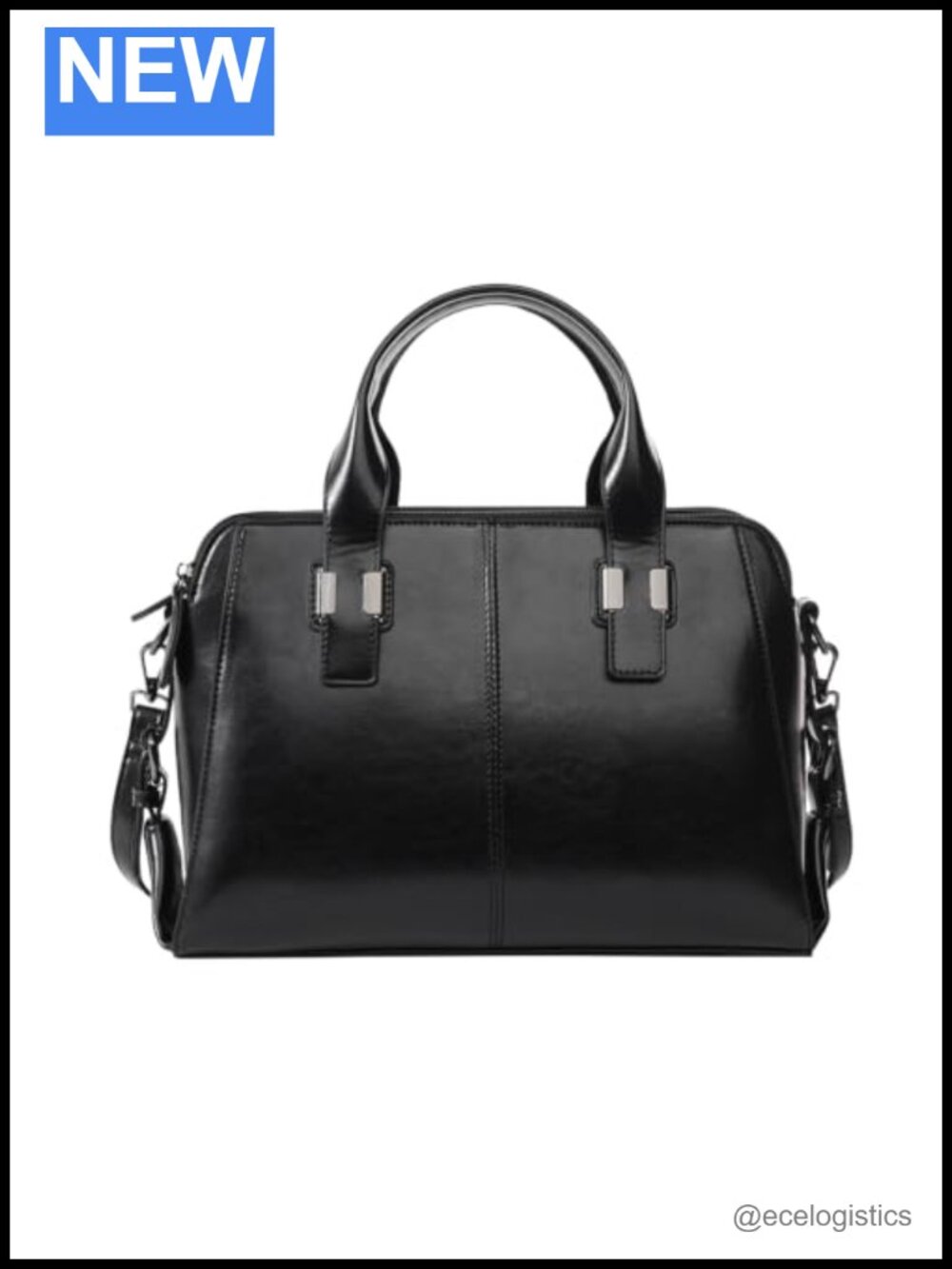 PU Leather Tote Satchel Handbag - 3 Zipper Compartments - Crossbody Shoulder Bag